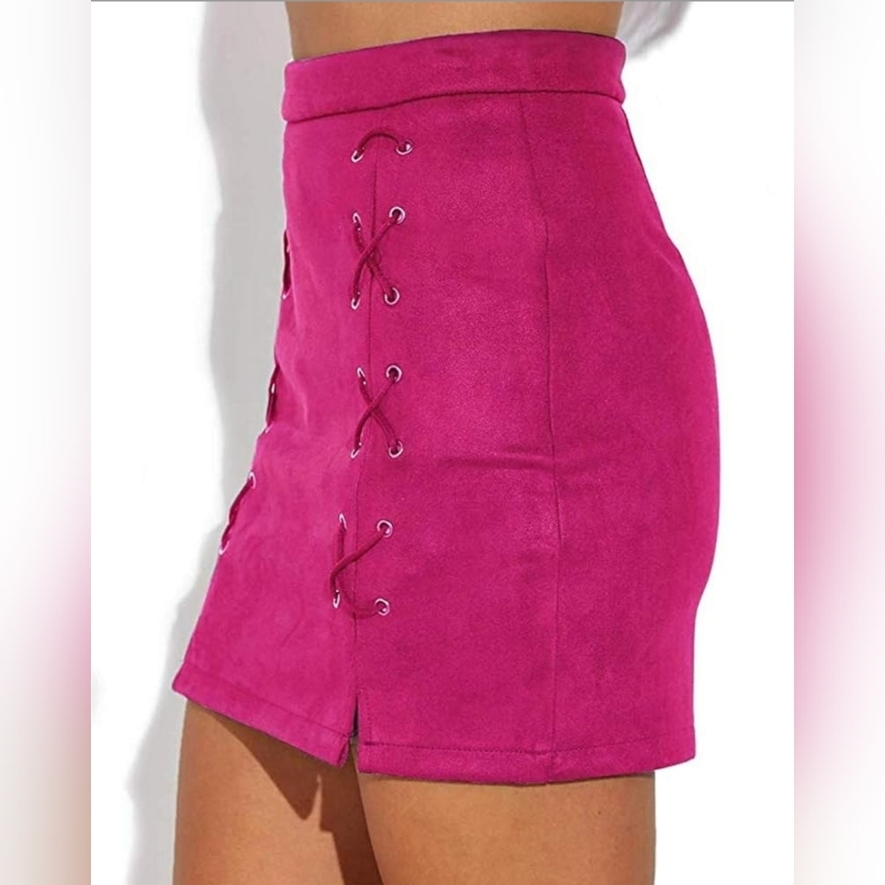 Very Soft Fo Suede Pink Stretch Skirt Small EUC - Picture 2 of 10